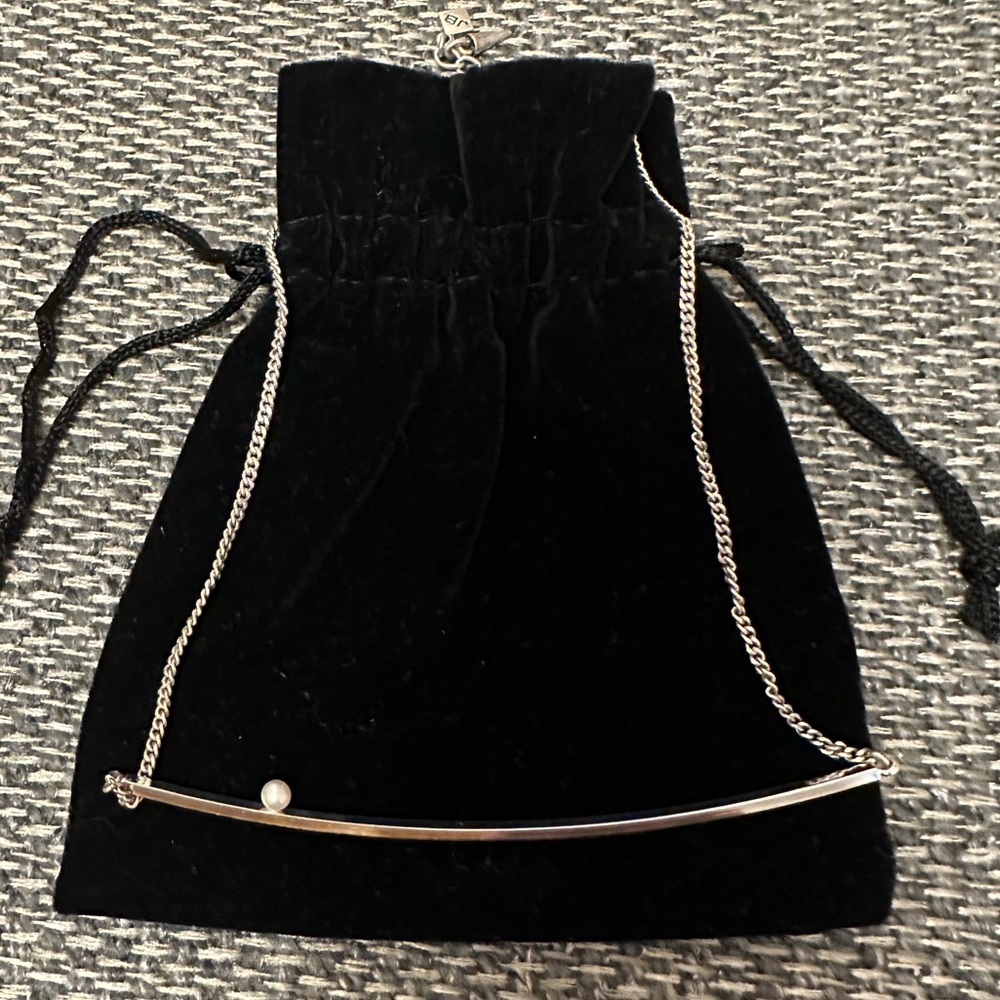 Cute Silver Bar Pearl Necklace Jewelry Accessory Holiday Gift Stocking Stuffer